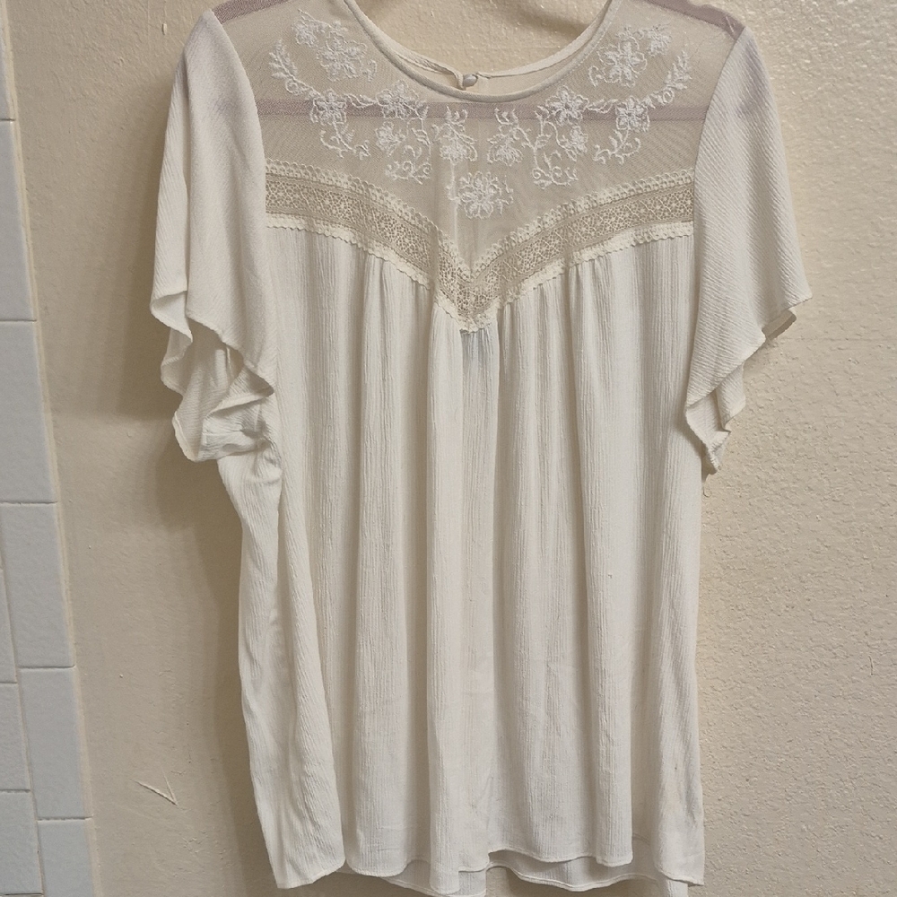 Torrid Cream Lace Detail Blouse